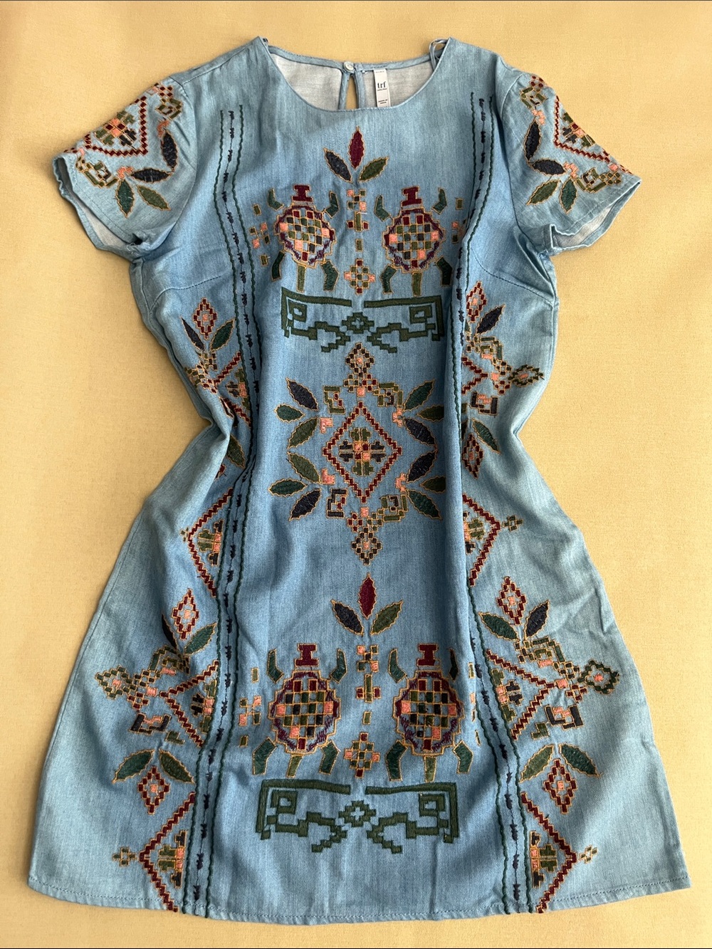 Zara Light Blue Embroidered Mini Dress